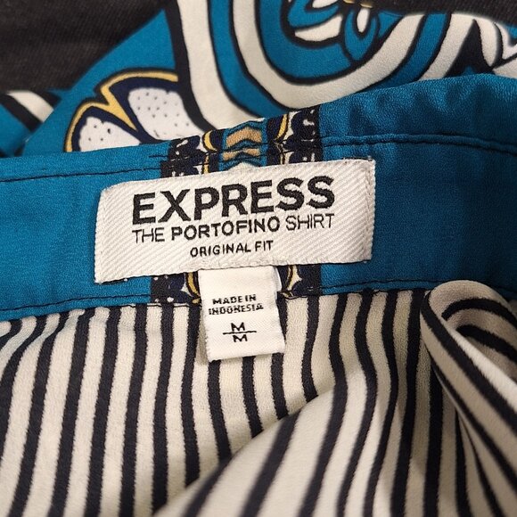 Express Floral Portofino Shirt Women’s Medium Long Sleeve Blouse Hawaiian Print - Picture 4 of 4